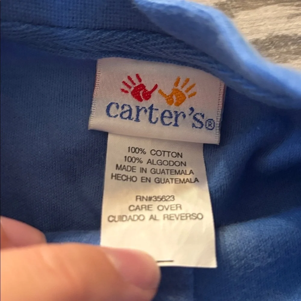 Vintage Carter's Blue Button Down Shirt with Dinosaur embroidered